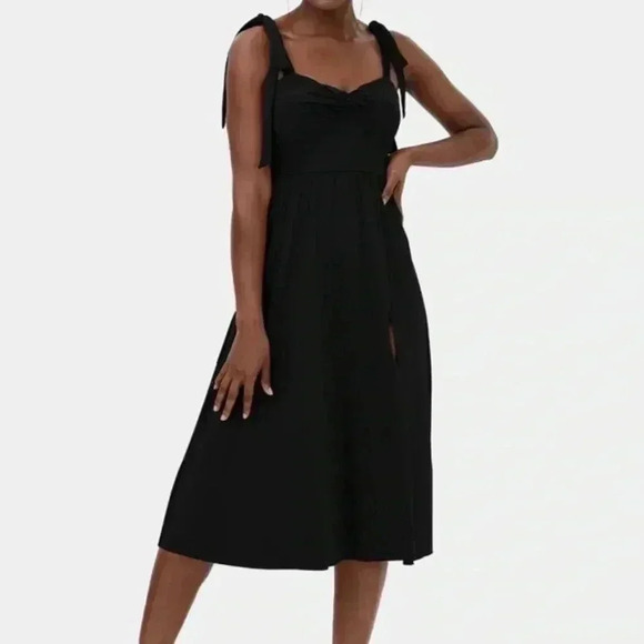 Halara Lace Up Split Hem Dance Midi Dress - Picture 1 of 6